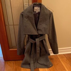 GUESS Gray Belted Pea Coat